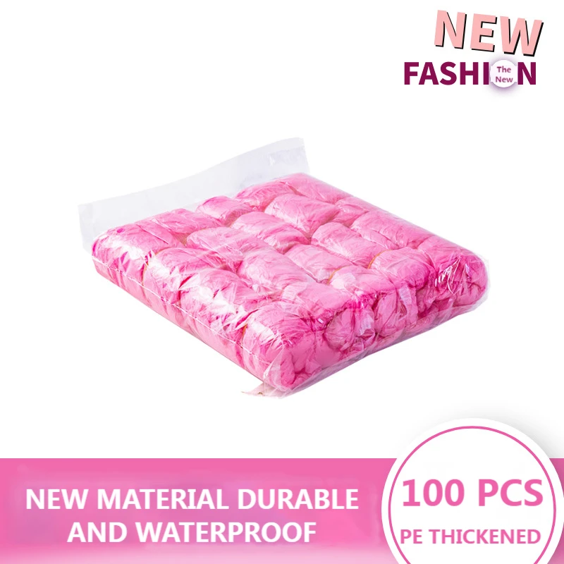 Plastic Disposable Waterproof Shoe Covers Non-Slip Wear-Resistant Cleaning Overshoes 100 PCS Shoe Covers