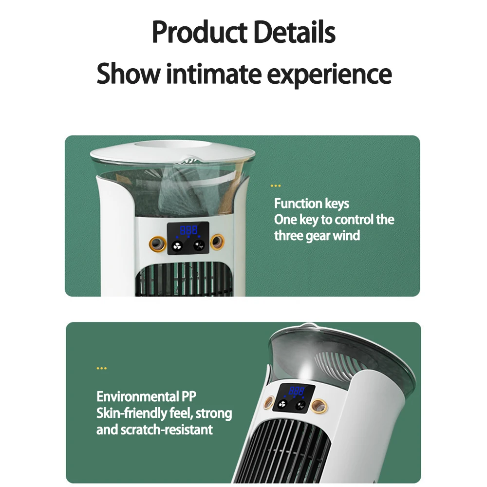 Mute Desktop USB Mini Portable Air Conditioner Fan for Room Home Camping Humidifier Water Mist Cooling Fan Night Lamp Air Cooler
