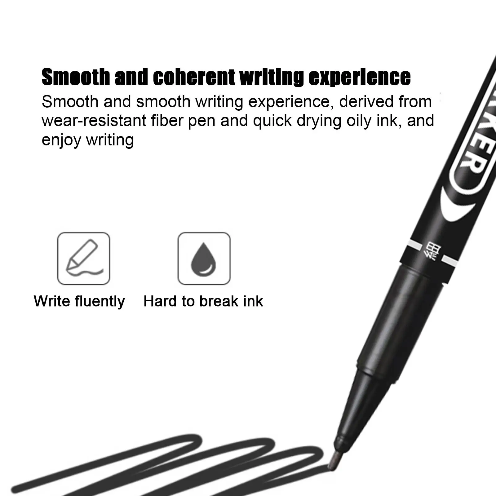 

Black Marker Pen Dual Thick And Thin Nib Waterproof Painting Ink Paint C2x7 Supplies Ma Pen Sketchbook Oily Black Permanent G0S5