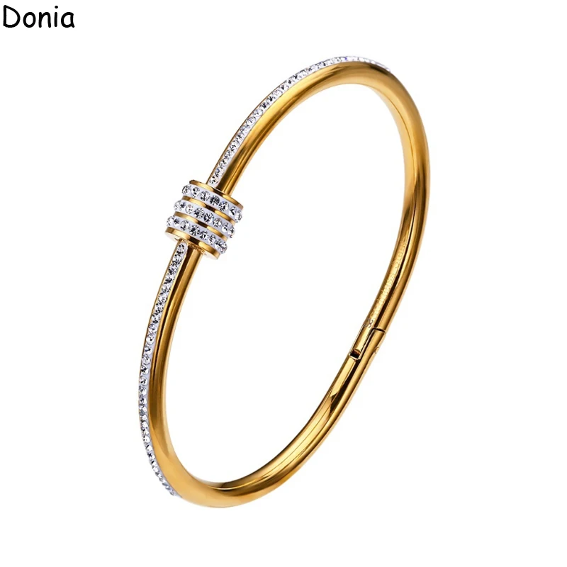 

Donia Jewelry European and American fashion small waist titanium steel micro-inlaid zircon bracelet men and women luxury bracele