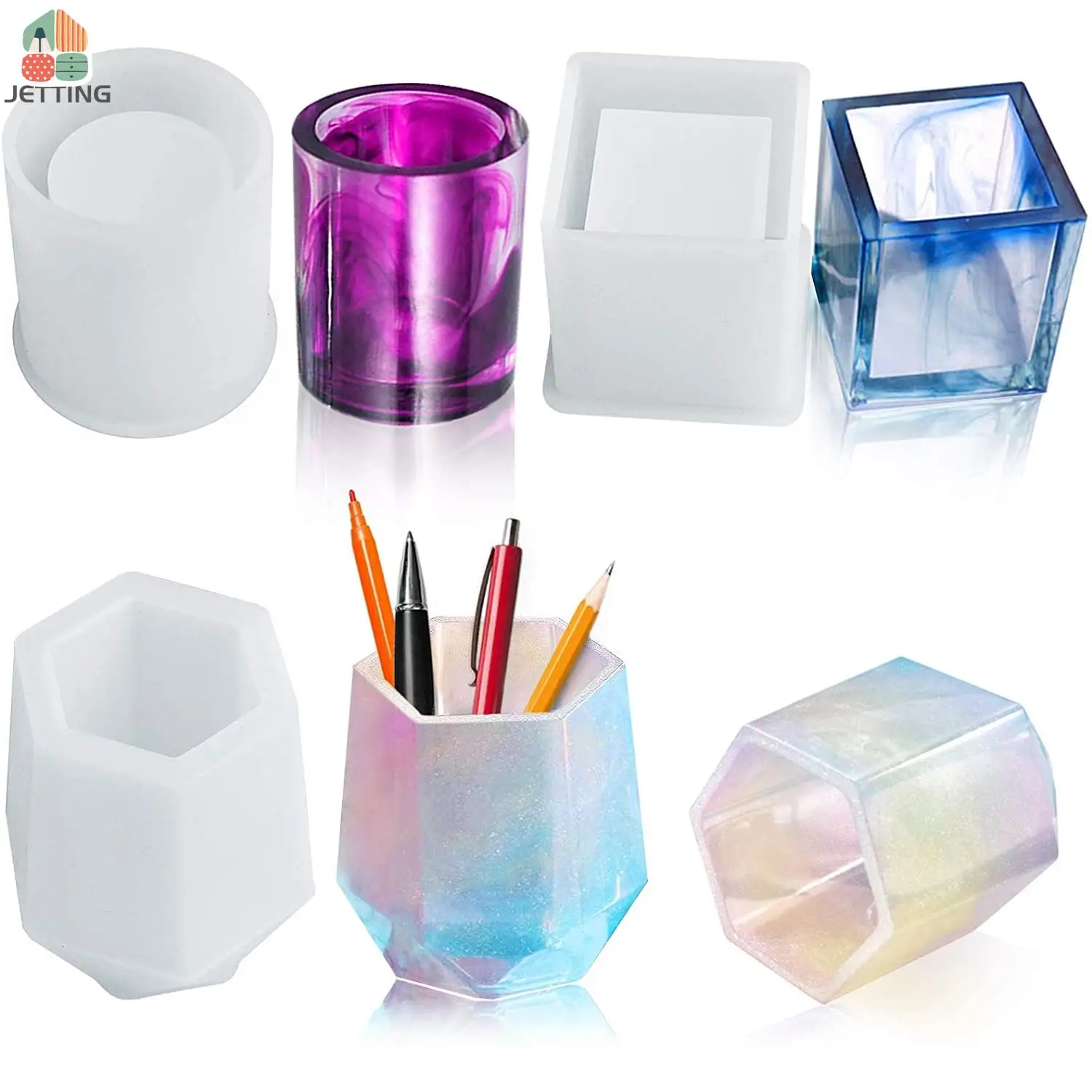 Pen Holder Crystal Silicone Casting Molds Cup Pot Makeup Brush Organizer Epoxy Resin Molds For DIY Jewelry Making Supplies silicone mold