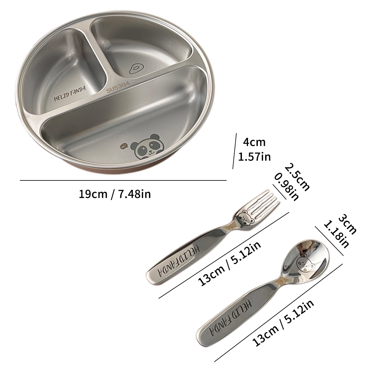 Stackable and unbreakable stainless steel dinnerware set.