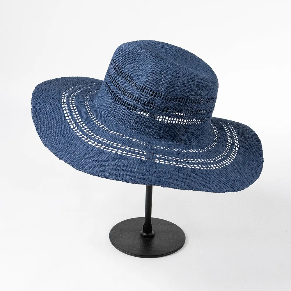 

Panama Hat Women Straw Summer Beach Accessory Sun Protection UPF Wide Brim Breathable Cap For Holiday Luxury
