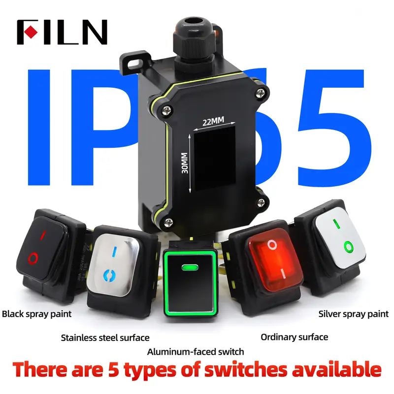 FILN 30A 12V 24V 220V Waterproof Inline Toggle Switch with LED IP65 Sealed Outdoor Box Inline Cord Rocker Switch Power - Image 2