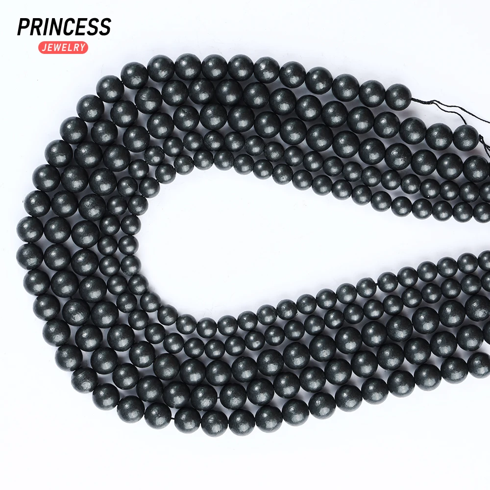 A++ Natural Matte Russian Shungite 6 8 10mm Loose Gemstone Beads for Jewelry Making Wholesale Crystal Beads DIY Accessories 6