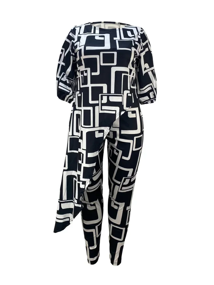 Wmstar Women Two Piece Set Plus Size  Fall Clothes Casual Long Sleeve Shirt Suit Wide Leg Pants Outfits Wholesale Dropshipping