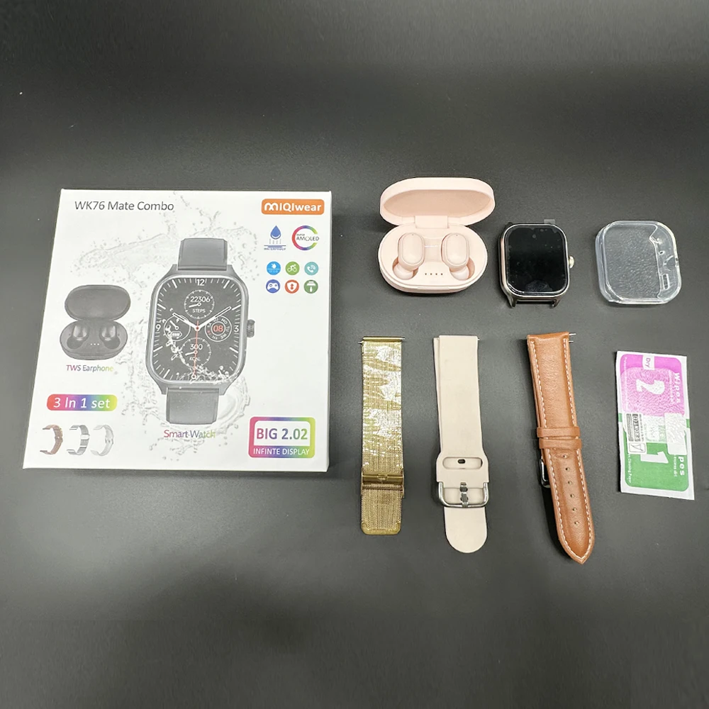 Smartwatch ��Ʈ �̾��� �ð� ��ȣ�� WK76 ����Ʈ �޺� ����Ʈ �ð� ���� ���� 3-In-1 �ð� ��� �ð� (�̾� ���� ����)