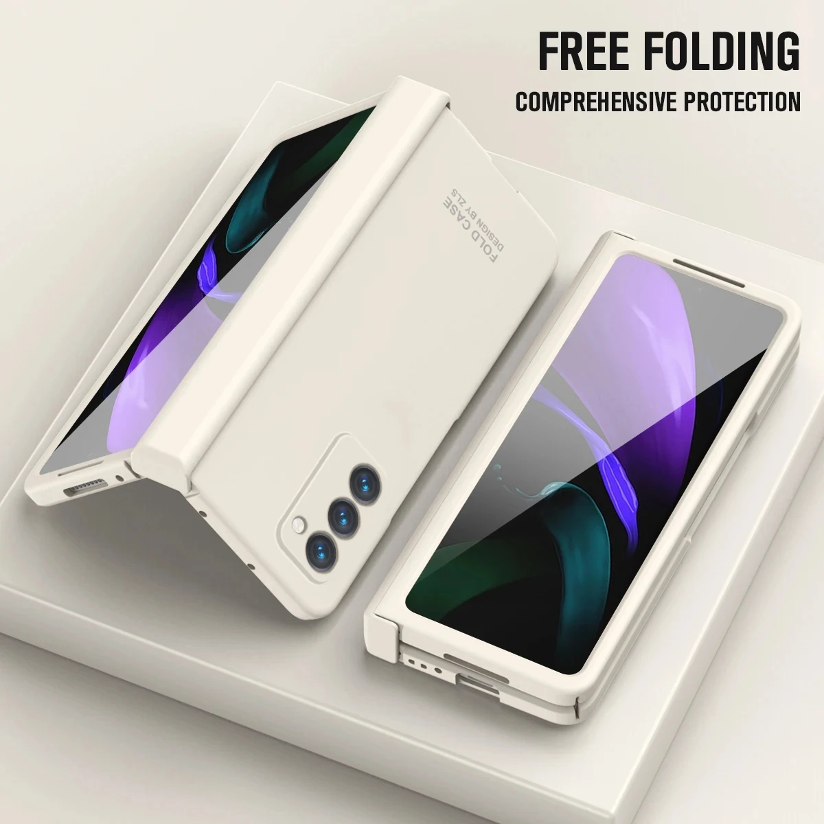 

360 Full Protection Hinge Case For Samsung Galaxy Z Fold 3 4 5 Tempered Glass Original Liquid Matte PC Phone Cover Coque