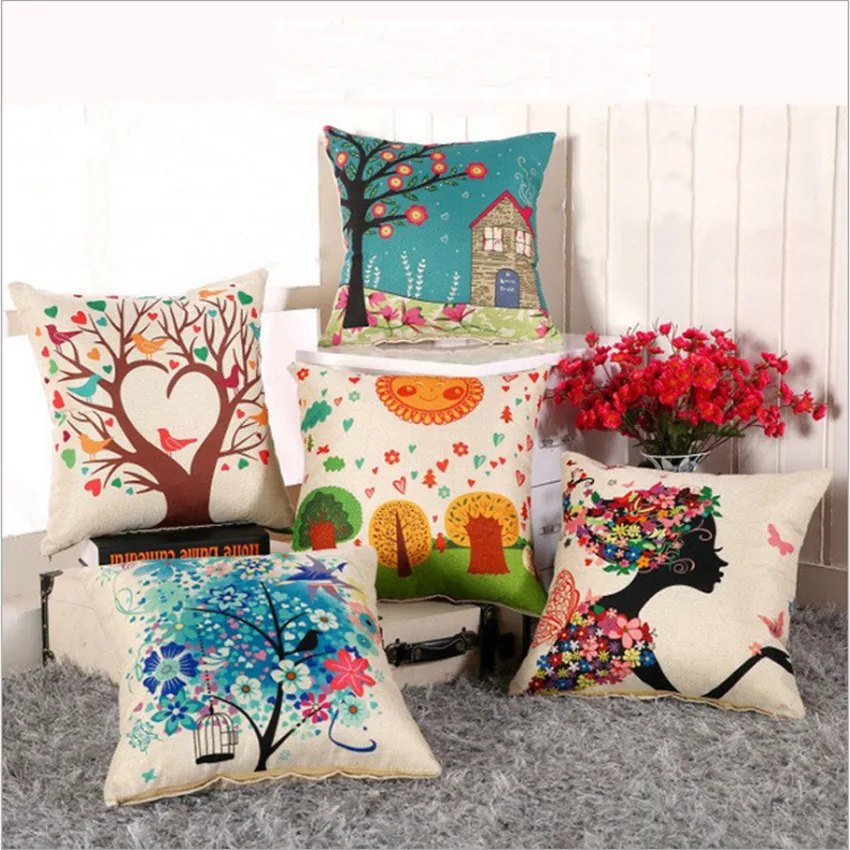 

Factory Direct Linen Printed Pillowcase Bedside Bed Decoration Car Gift Cushion Sofa Pillow