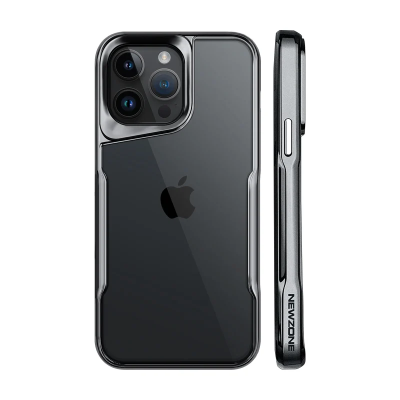 thumbnail image 1 of Funda de teléfono acrílica a prueba de golpes para iPhone 13, 14, 15 Pro Max, 12ProMax, Marco galvanizado, HD, transparente, cubierta de prevención de caídas, 1 of 5