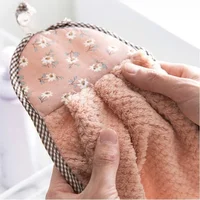 Thickened Coral Velvet Hand Towel Hanging Absorbent Towels Kitchen Hanging Towel Cleaning Rag Dish Towel Cloths Household 6