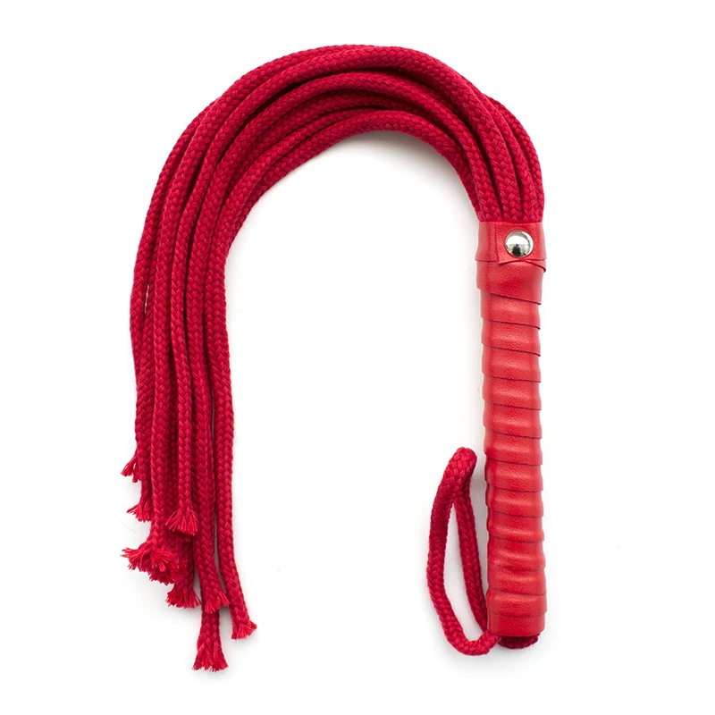48cm Leather Handle Genuine Cotton Rope Loose Whip Horse Whip Riding Crop Flogger Paddle Slapper Horse Training Dressage Whips 6
