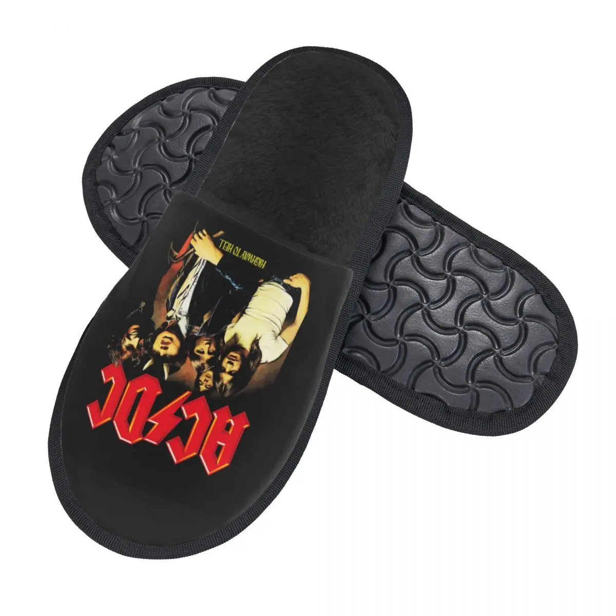 Custom Vintage Rock AC DC Guest Slippers for Bathroom Women Heavy Metal Music Band House Slipper 2
