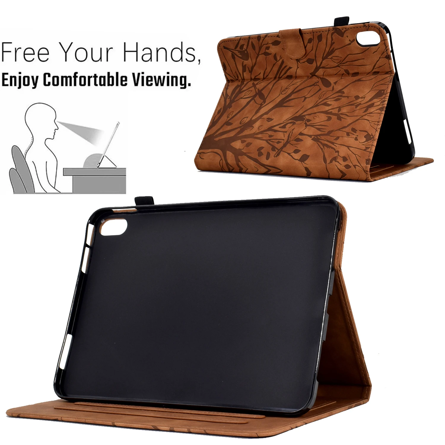 Embossed Tree Leather Wallet Case for Ipad 10”2 Case 9th 10.9 10th