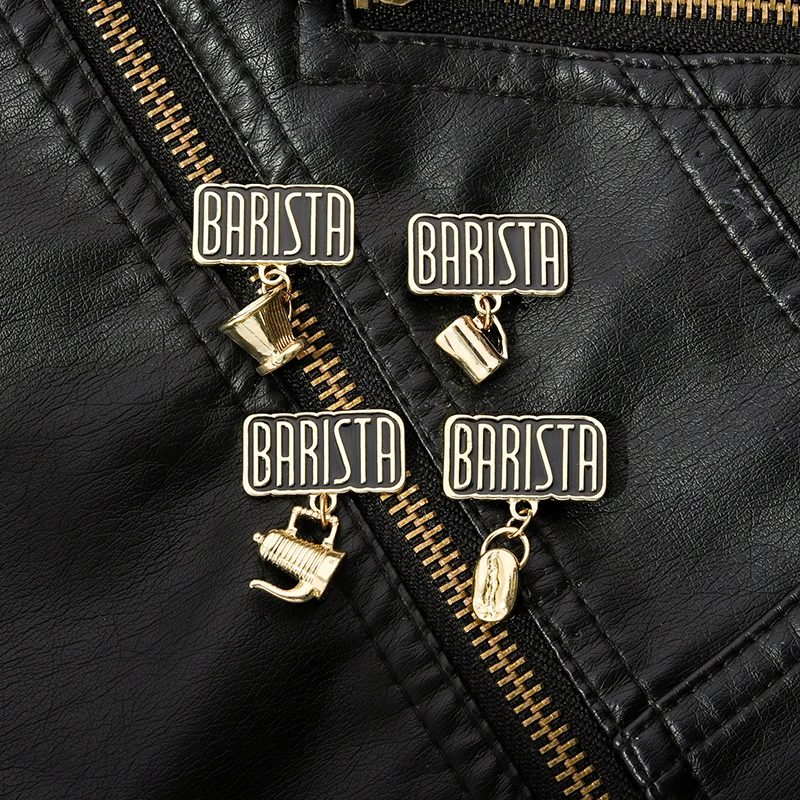 Barista Kaffee Cartoon Emaille Pin Kaffee Bean Tasse Brosche Abzeichen Revers Kleidung Rucksack Pullover Schmuck Geschenk Freunde Großhandel – Detail 8