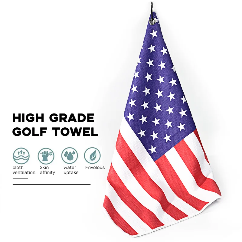 Golf Towel Club Brush And Fine Fiber Sports Towel Good Water Absorption Magnetic Button Cleaning Brush