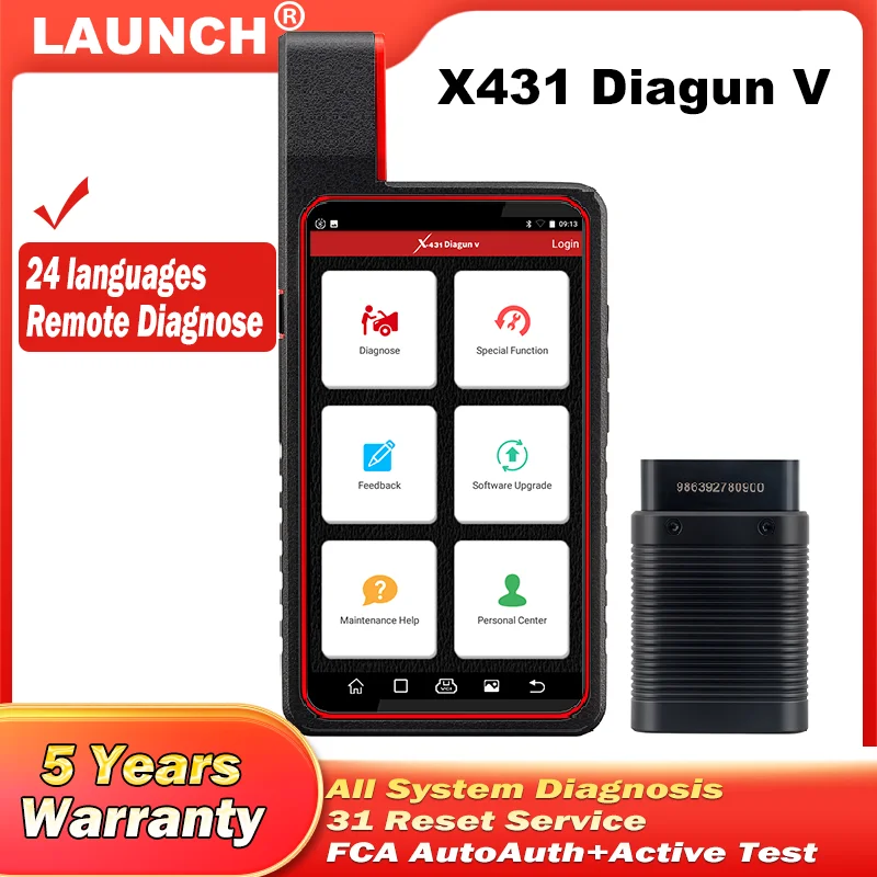 

Launch X431 Diagun V Bluetooth Wifi OBD2 Scanner ABS DPF EPB IMMO Oil Reset Car Diagnostic Tool Full System Automotive Scanner