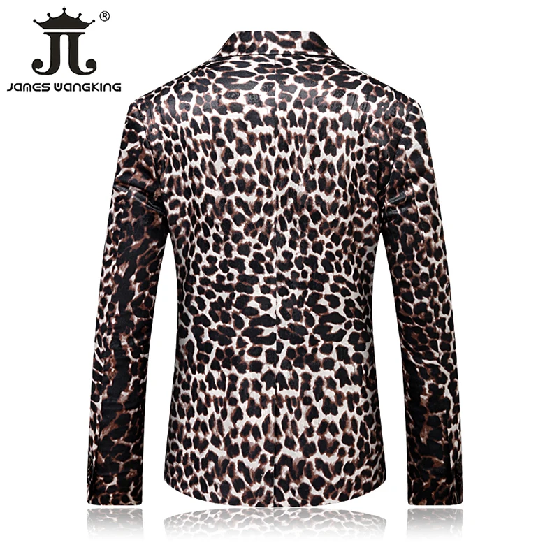 ( Blazer + Pants) Stage Host Apparel Mens Suit Nightclub Prom Social Slim Tuxedo Fashion Cool Leopard Print Dress Formal Suit 2