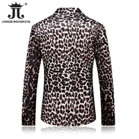 ( Blazer + Pants) Stage Host Apparel Mens Suit Nightclub Prom Social Slim Tuxedo Fashion Cool Leopard Print Dress Formal Suit 2