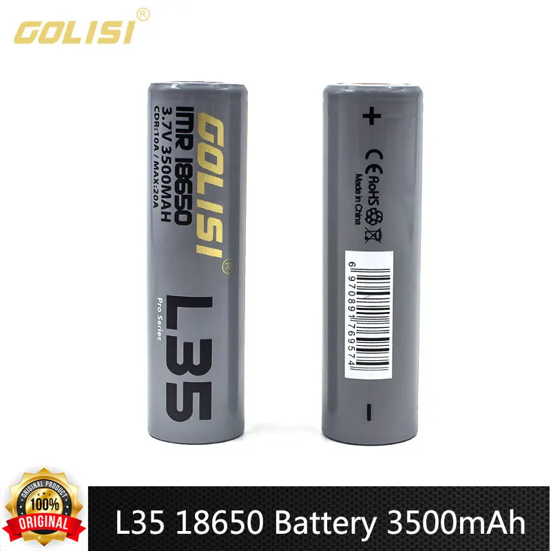 

Оригинальный литиевый аккумулятор Golisi L35 IMR 18650, 3500 мАч, 10 А, 3,7 в, одна ячейка для фонарика, камеры, игрушки, DVD