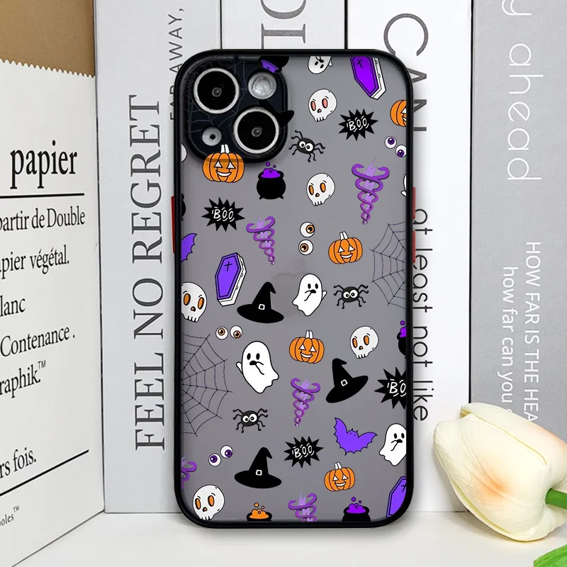 Whimsical Halloween Pumpkin & Ghost Pattern Phone Case Back Cover
