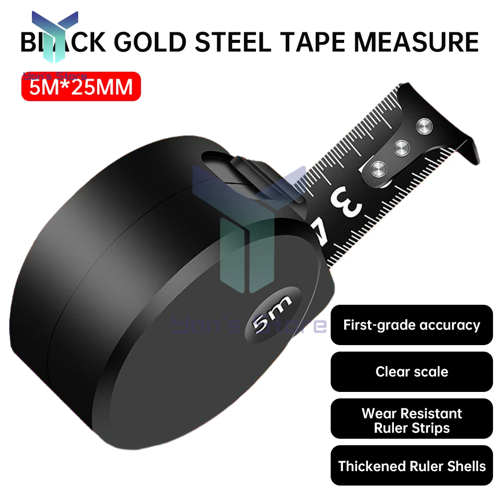 3/5M Black Steel Material Measuring Tape Measure Thickened Hardened Wear-resistant Multifunctional Household Measuring Tools tape measure measuring tape