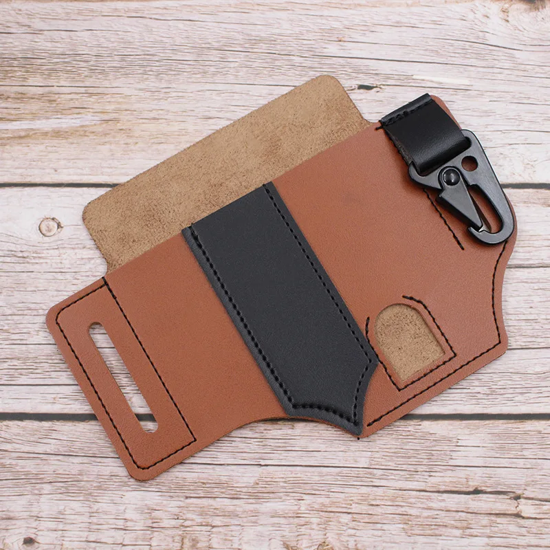 Taktische Multifunktions-Werkzeugtasche aus Leder, Tragbare Werkzeugaufbewahrungstasche, Holster für Outdoor, Camping und Jagd, Leder-Gürteltasche – Detail 7
