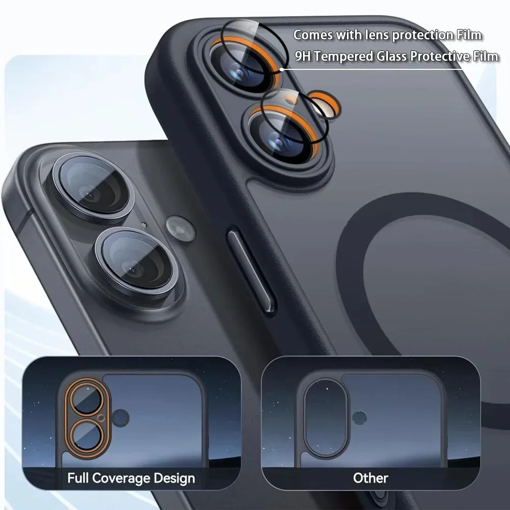 Magnetic Luxury Shockproof Armor Case with Magsafe Wireless Charging and Matte Translucent Finish