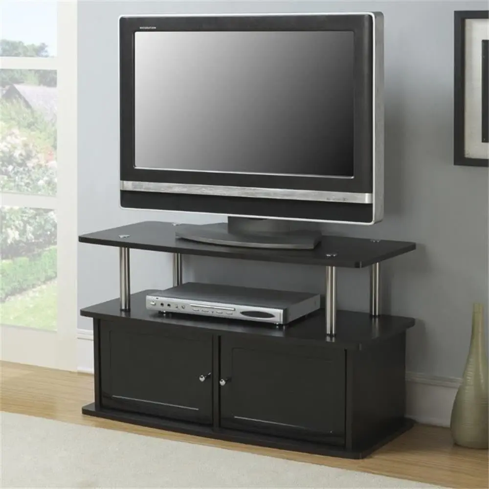 Designs2Go 40 inch TV Stand with 2 Storage Cabinets and Shelf, Espresso