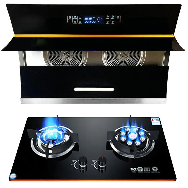 Wall Mounted 48 Inch Double Suction Kitchen Hood Smoke Extractor Fan 24 36 Black Modern Infrared Sensor Switch Smart Range Hood