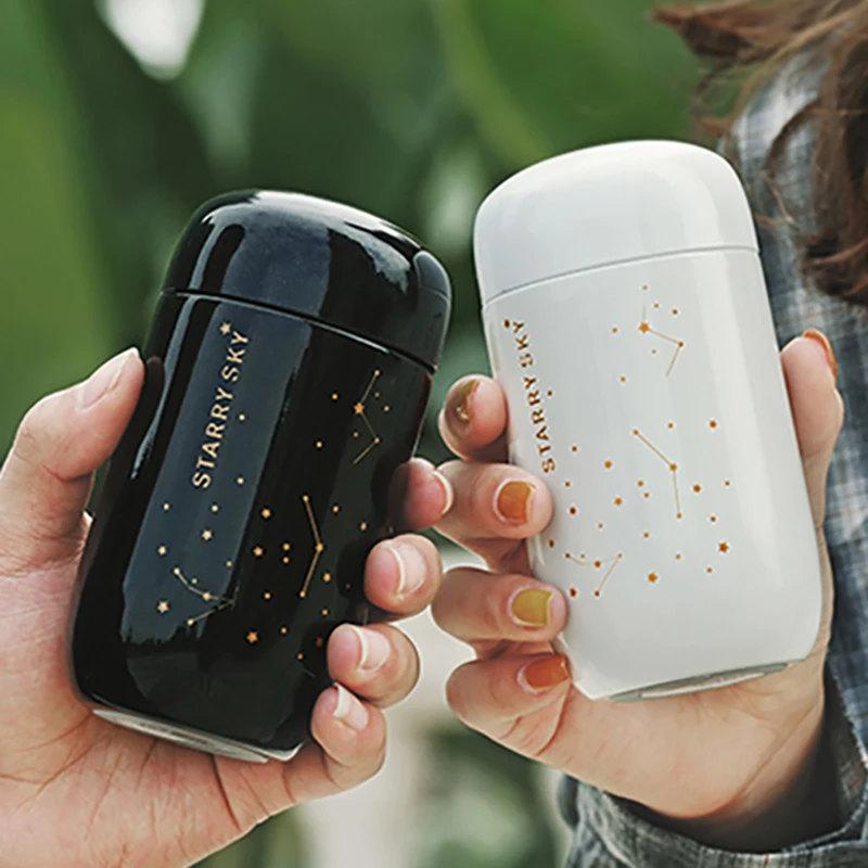 7 Colori Creative Starry Sky Vacuum Flask Fashion Mini Double Thermos Mug Portable Cute Girl Student Tumbler