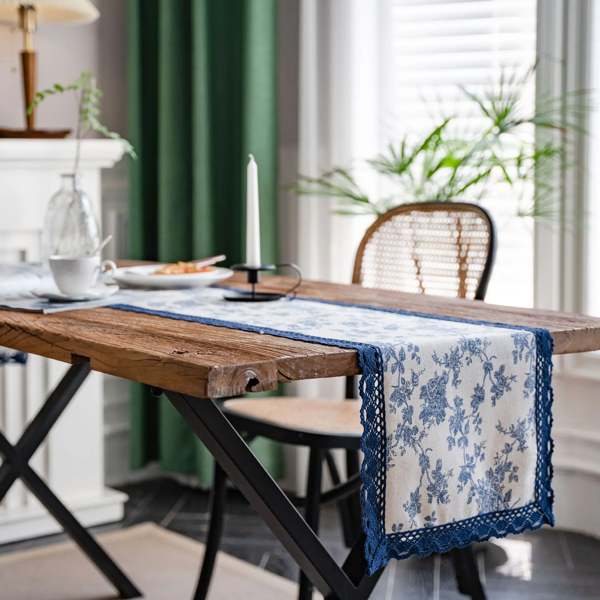 

American Pastoral Style Rectangular Table Runner, Fashionable Printed Pattern, Dining Table Runner, Banquet Decor, Table Cover T
