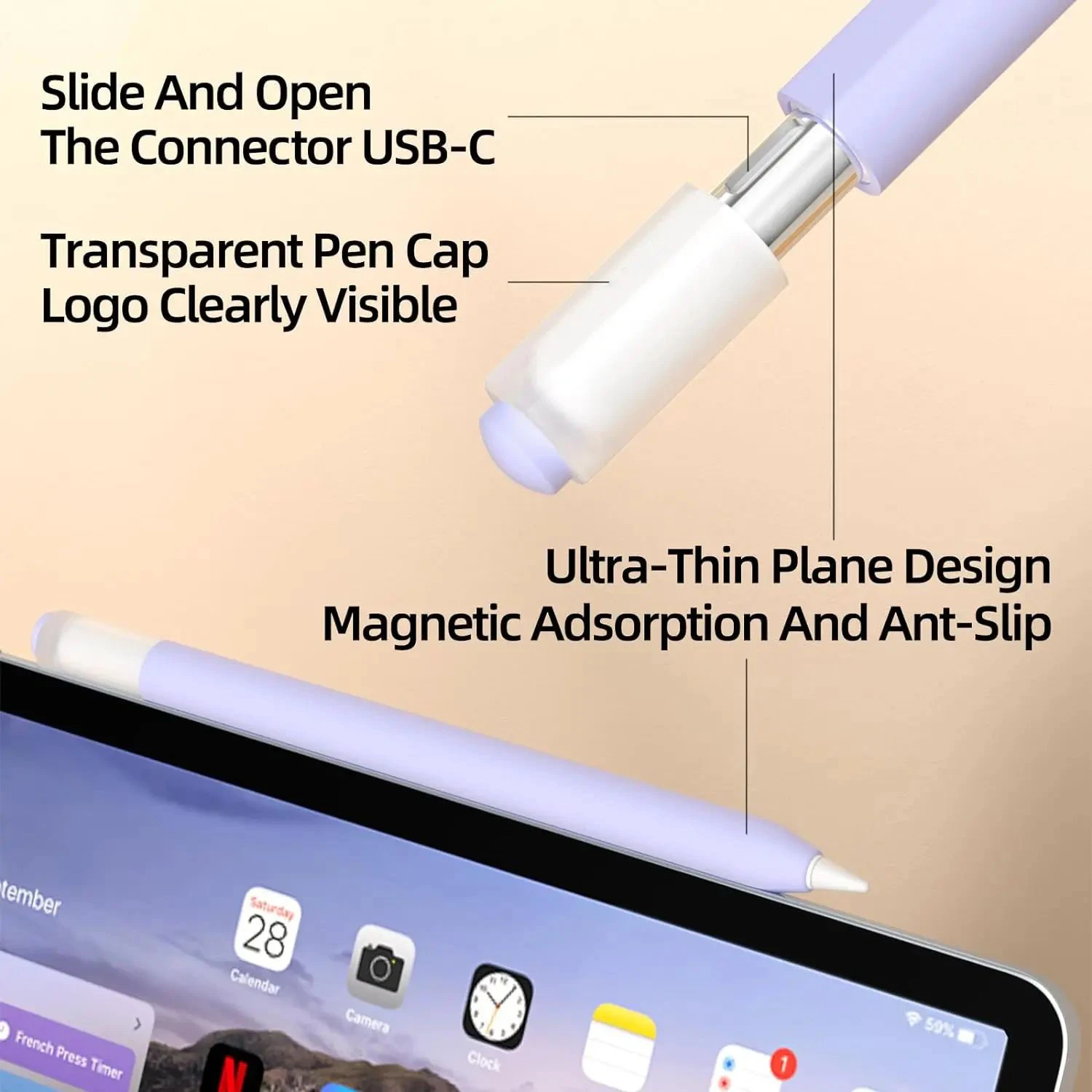 Pencil Case Cover For Apple Pencil 3 USB C Lightweight Soft Drop-proof Soft Silicone Protective Case