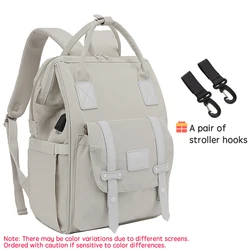 PANGDUBE Waterproof Maternity Backpack with Stroller Hooks - Stylish and Spacious Travel Diaper Bag (Light grey)