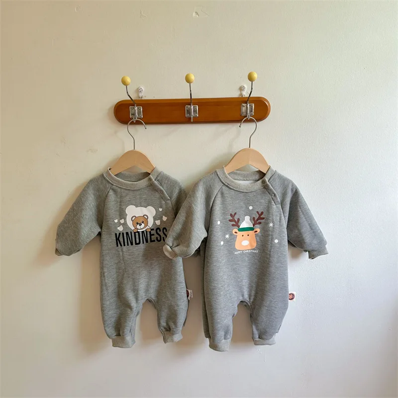 

Рождественский мультяшный корейский вариант плюшевый осенне-зимний комбинезон для мальчиков и девочек