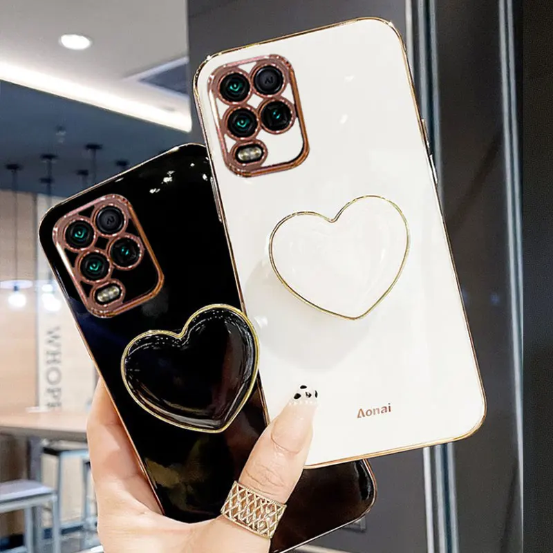 

For Realme 8 Case Luxury Heart Holder Phone Case for OPPO Realme 8 9 10 Pro + Plus 5G 8i 9i 4G Camera Protection Case Realme8