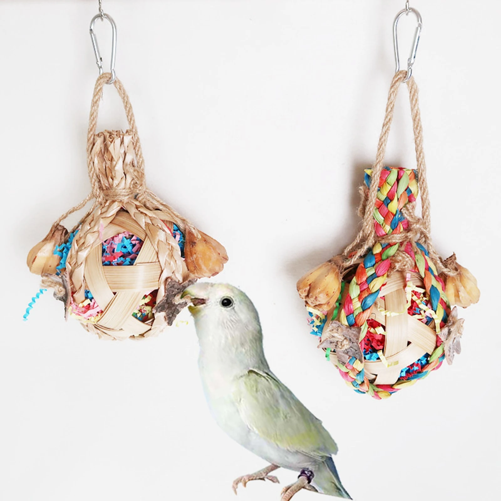 1pcs Parrot Bird Toy Hanging Small Bird Chewing Toys Ball Bird Pet Swing Cage Hanging Bridge Toy for Lovebird Cockatiels Budgies