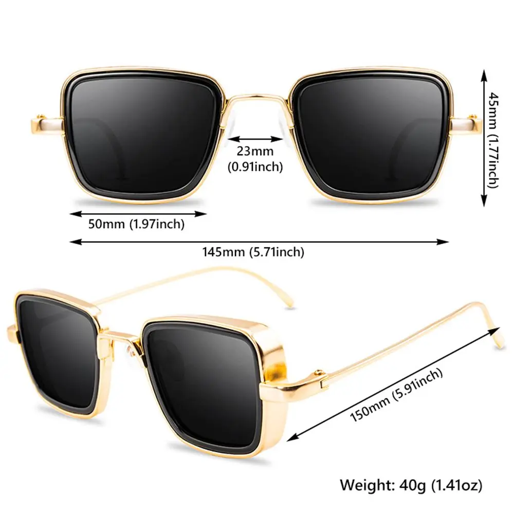 Vintage Metal Steampunk Sunglasses for Men Women Square Sun Glasses Stylish Retro Shades Male Female UV400 Eyewear