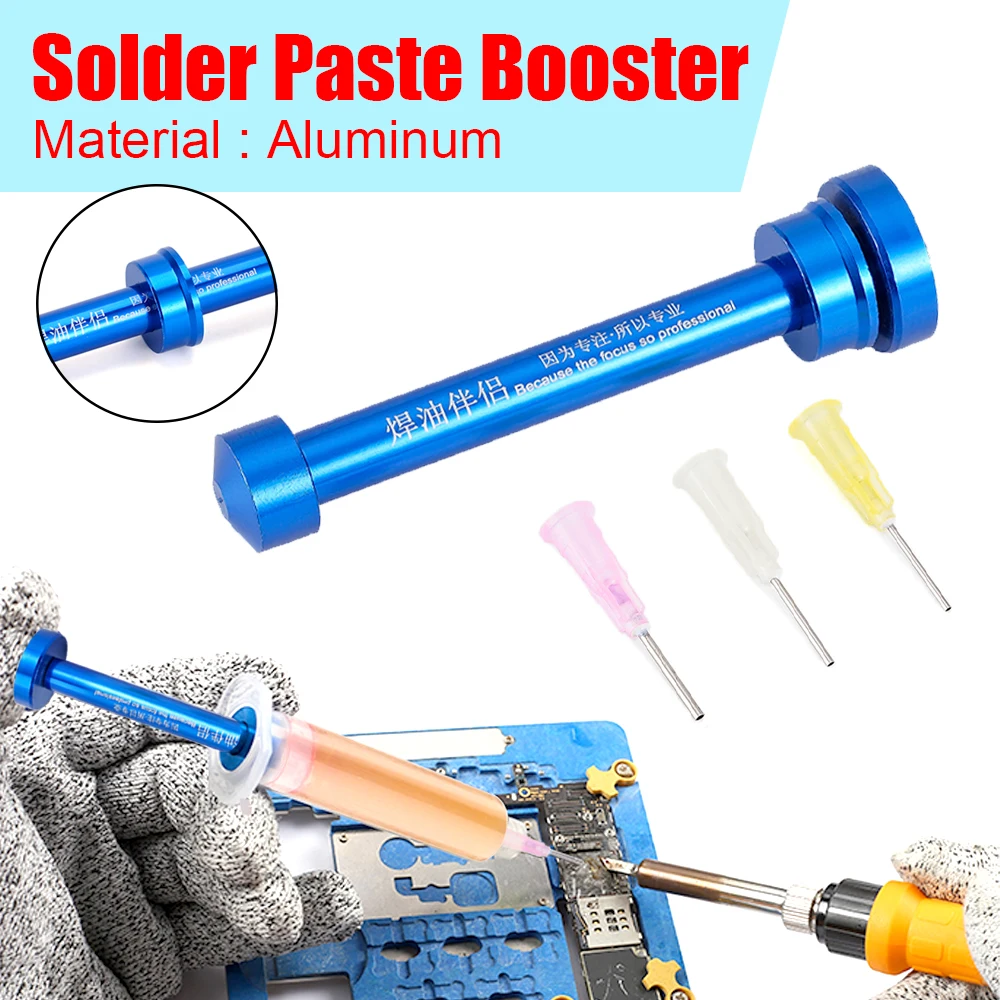 

Aluminum Alloy Push Rod BGA Solder Booster Paste Flux Propulsion Welding Soldering Oil Pusher UV Solder Mask Ink + 3pcs Needles