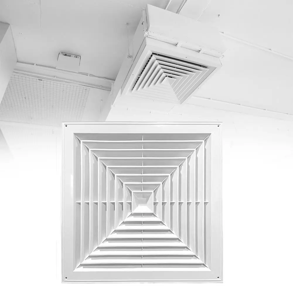 New Plastic Air Vent Grille With Flaps Square Duct Heating Vents Silent Operation White Exhaust Fan Cover Ceiling Mount