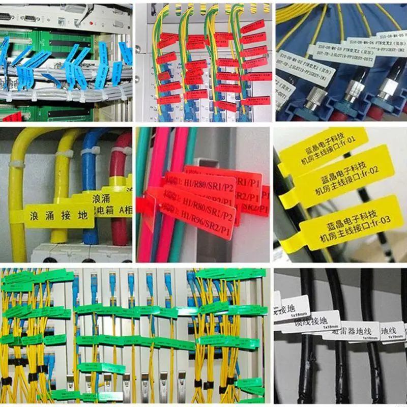 X90F 30 Pcs Self-Adhesive Cable Label Waterproof Identification Tags for Office Work School Computer Cord Printer