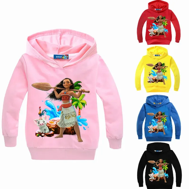 Fashion Children Clothes Moana Printed Hoodies Baby Girls Moana Long Sleeve TShirts Tops Tees Boys Sweatshirts Outerwear Pajama