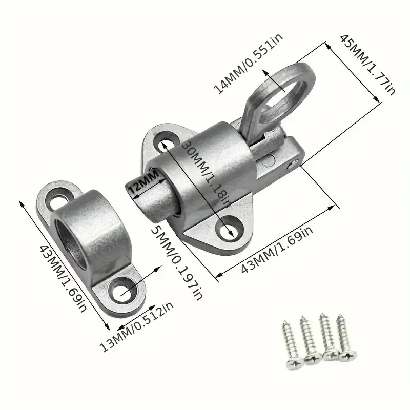 Door latch 1Pc spring automatic self-closing with safety pull ring
