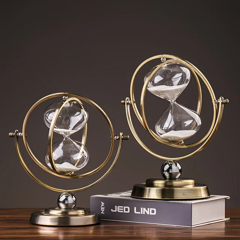 Jiawinng Clessidra Timer di Sabbia 15/30 Minuti, Orologio di Sabbia Metallo Rotante Sandglass Timer Sabbia per Regali di Natale Wedding Home Desk Office Classroom Decor,60min