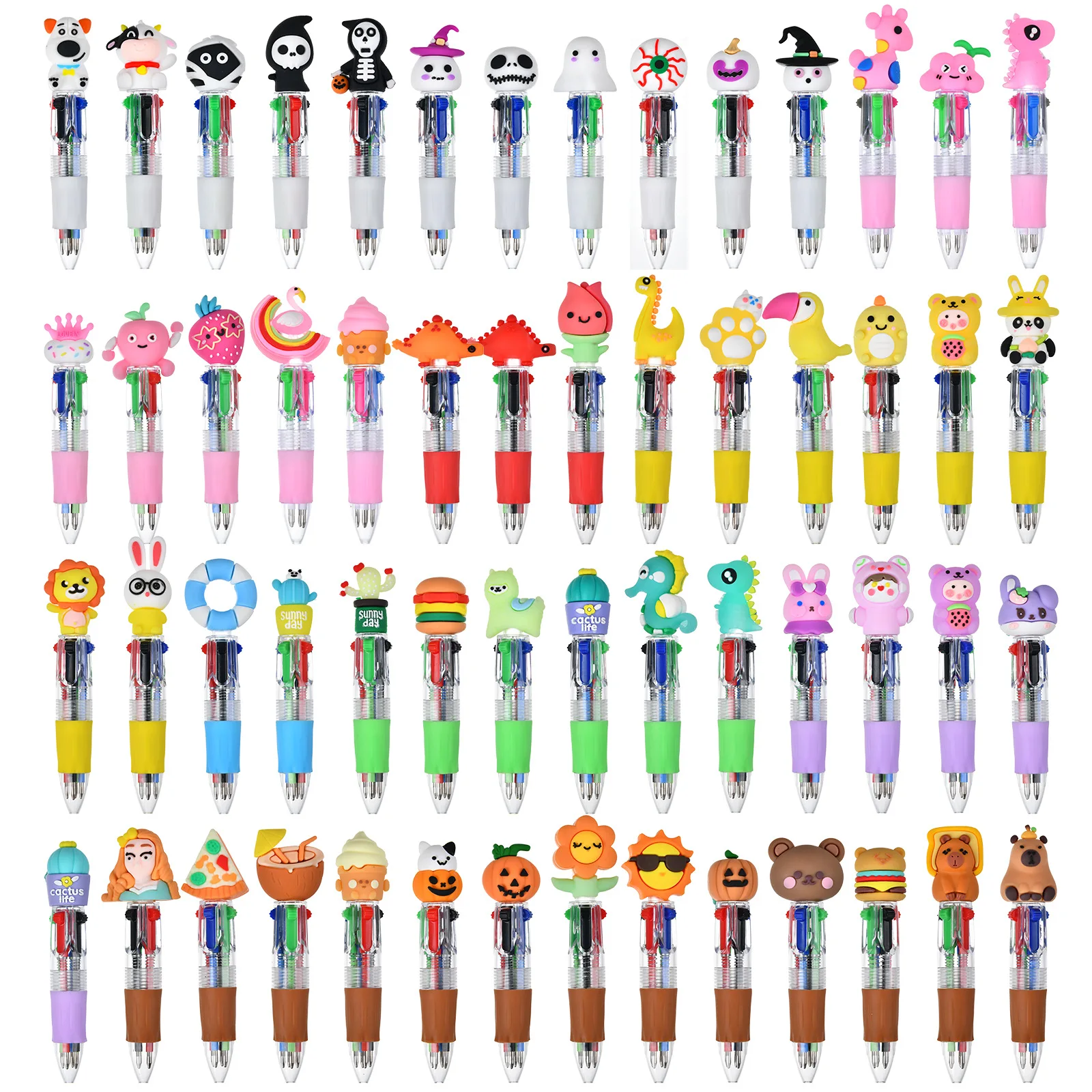 5-50 Teile/los Nette Cartoon Mini 4 Farbe Kugelschreiber Silikon Tragbare Vier-farbe Kurzen Stift Student Multi-farbe Schreiben Schreibwaren – Detail 12