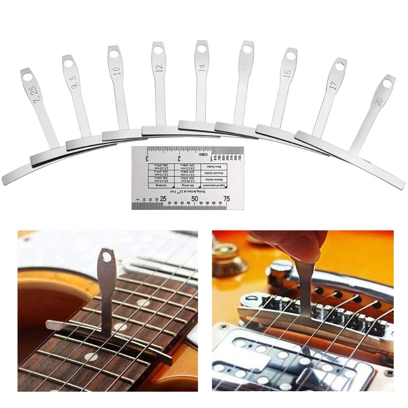 Miwayer Set of 9 Understring Radius Gauge Guitar Tools for Guitar and Bass  Setup Luthier Tools, Measuring Tool for Bridge Saddle Adjustments