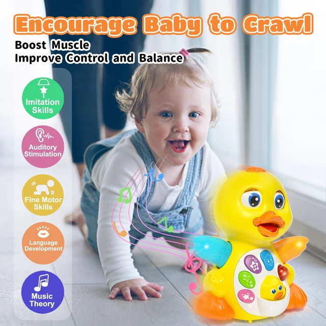 HOLA Baby Early Development Crawling Toys - Interactive Walking Duck with Music and Light Up for 18 Months Toddler Boy and Girl 2