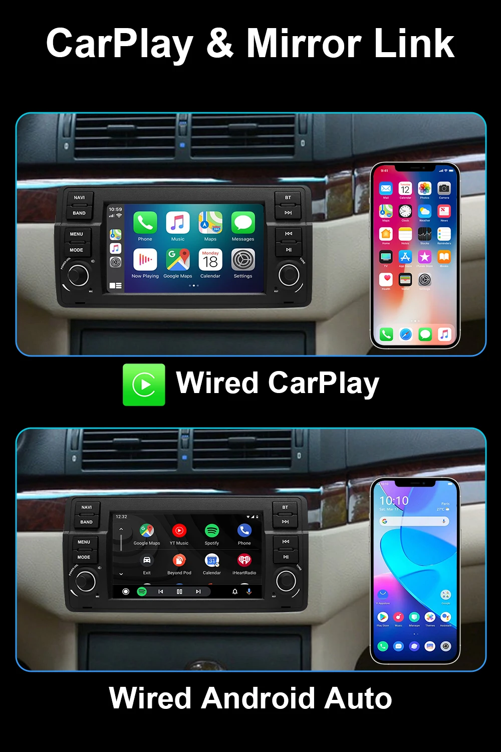 Android Car Radio DVD Player For BMW E46 Rover 75 MG ZT Touch Screen Car GPS Nav