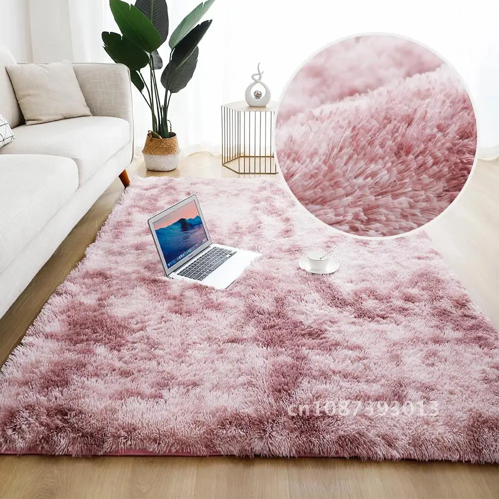 

Solid Rugs for Living Room Carpet Bedroom Decor Area Floor Home Fluffy Thicken Mat Long Soft Velvet Mats