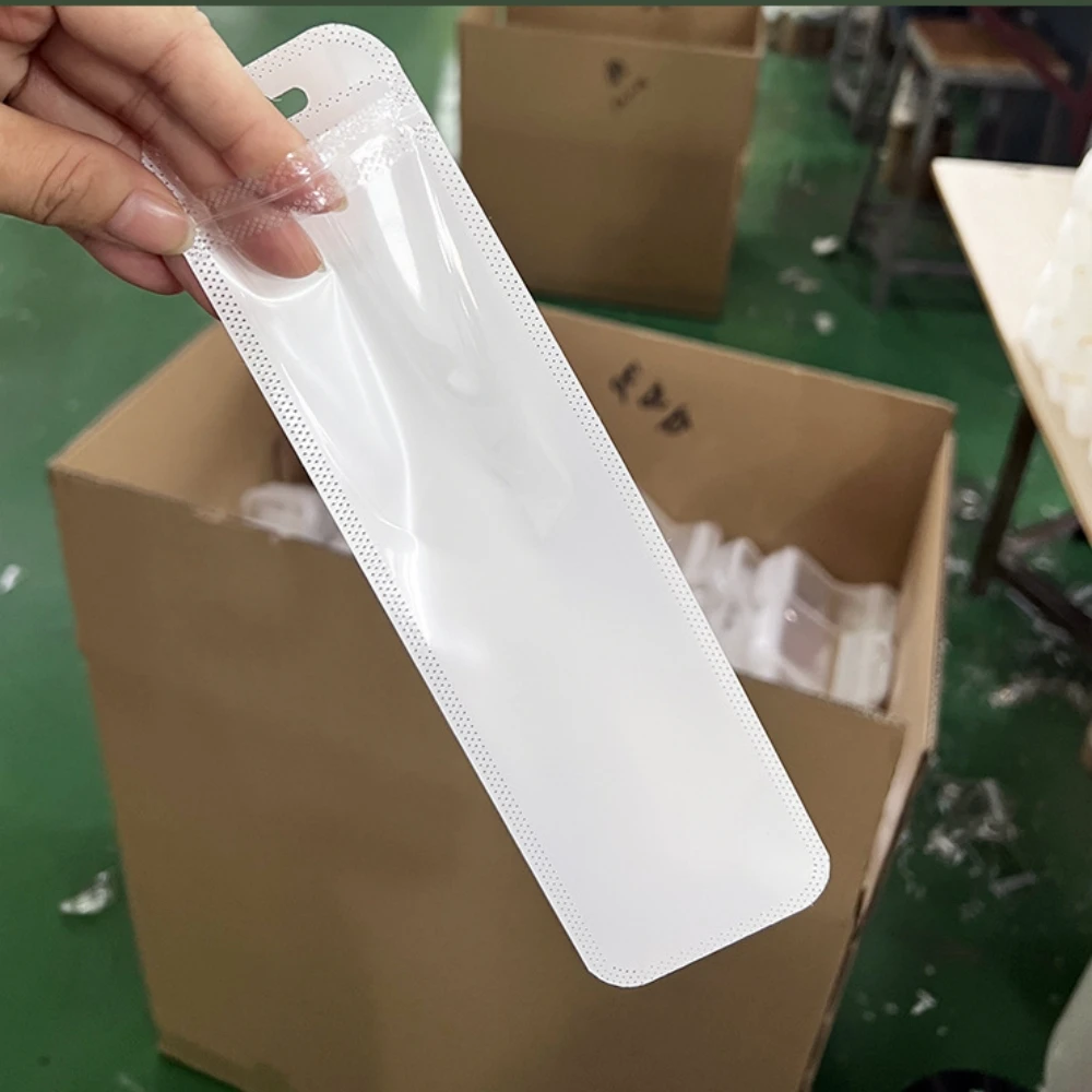 50 Stück weiße Plastiktüten, wiederverwendbar, mit Loch zum Aufhängen, Aufbewahrungsbeutel für Stifte, Schmuck, Verpackungszubehör, Zubehör für kleine Unternehmen – Detail 3